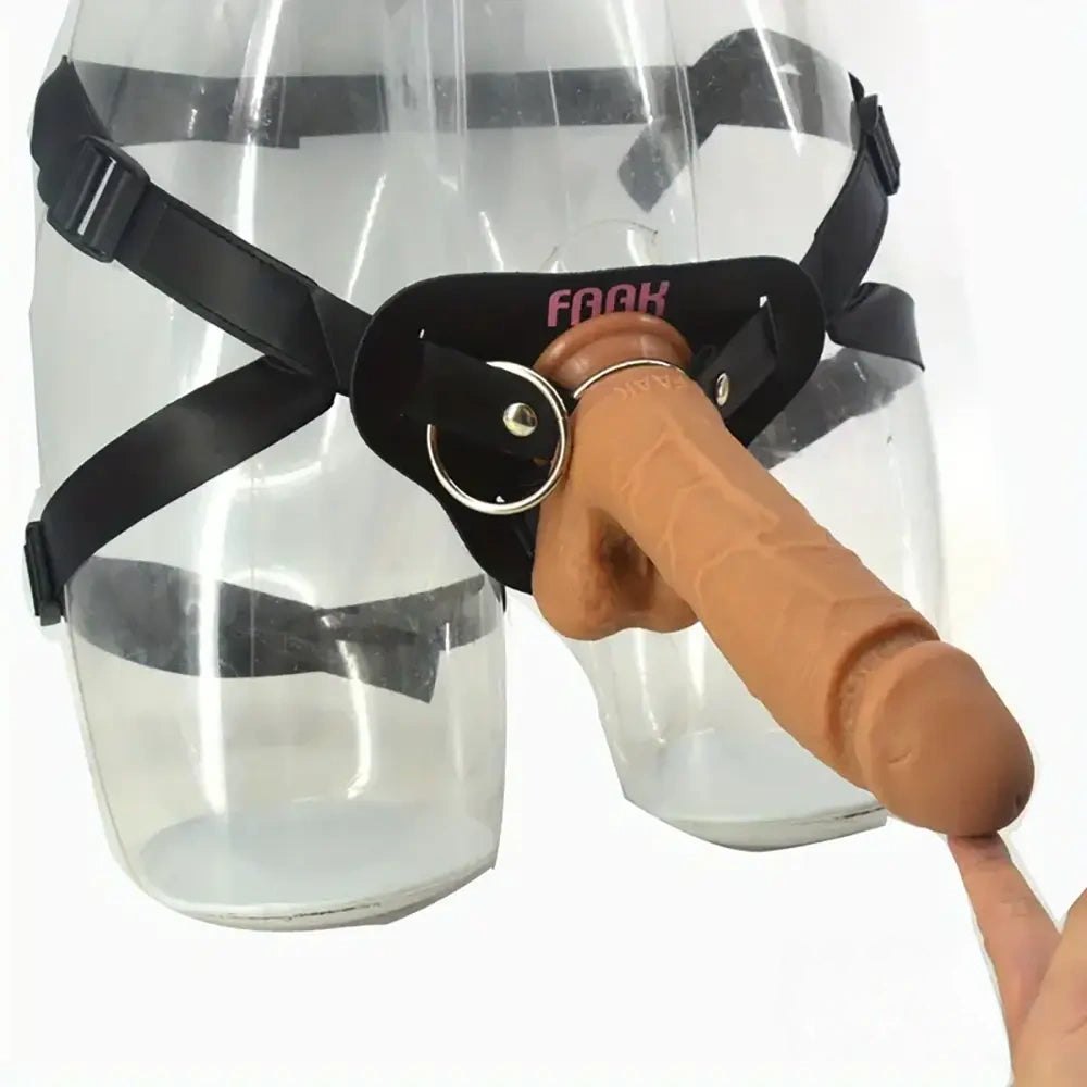 Flesh tone silicone strap-on harness dildo, photo 1