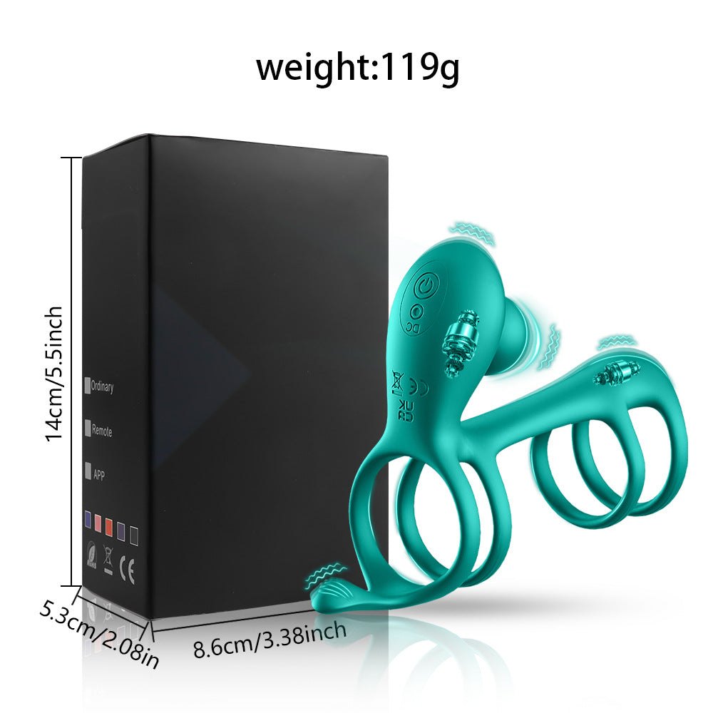 Green silicone vibrating penis ring