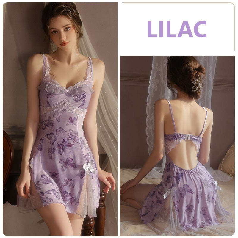 Silk butterfly print nightgown and robe, photo 8