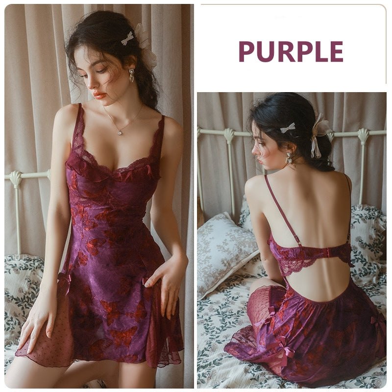 Silk butterfly print nightgown and robe, photo 9