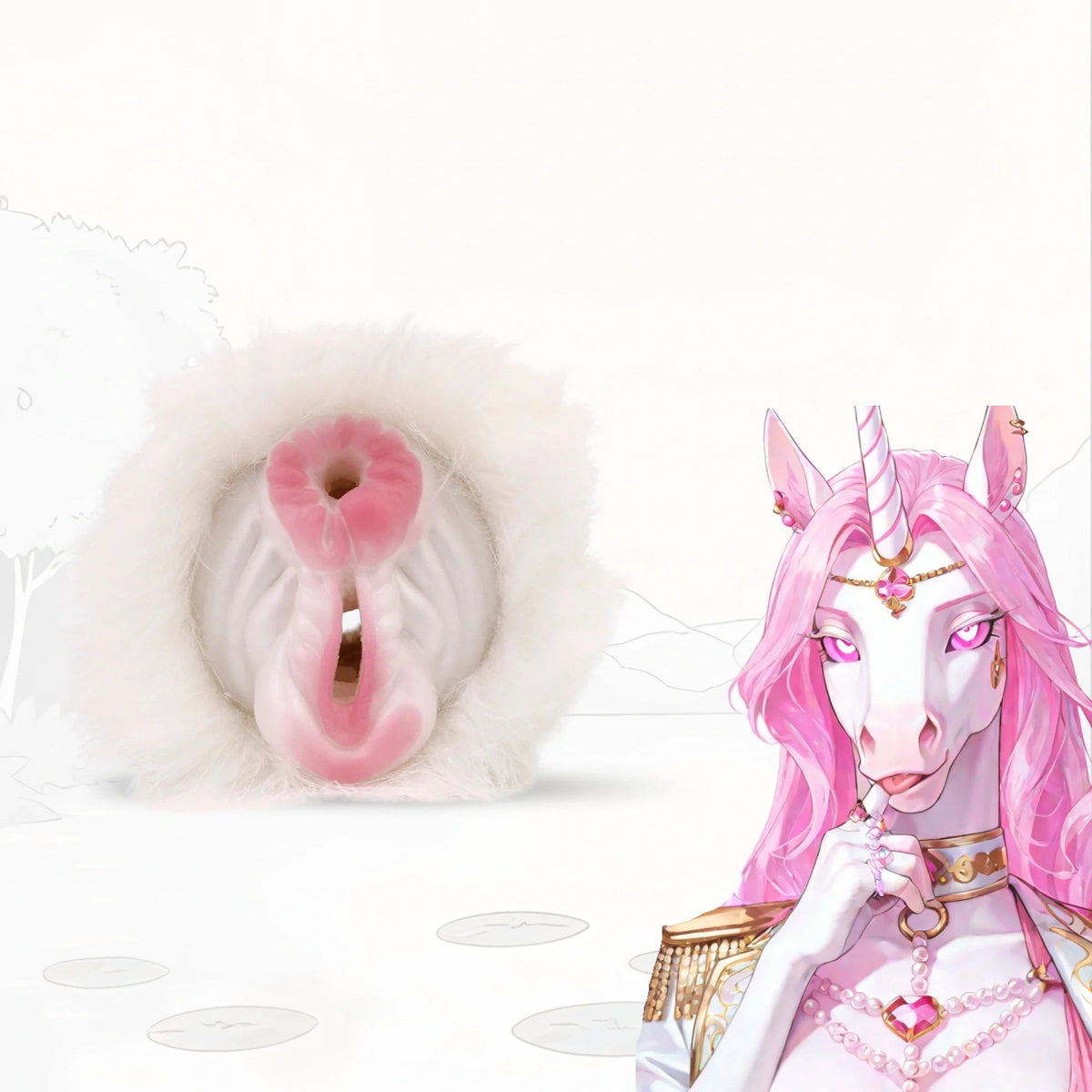 Silky white mane dual entry masturbator, photo 1
