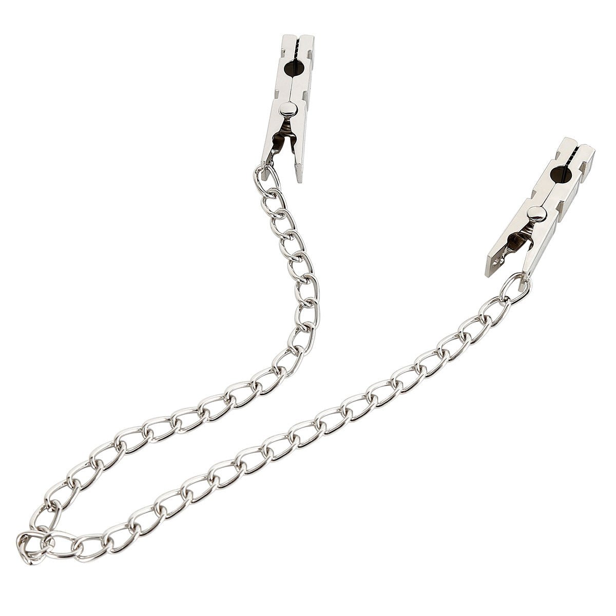Silver metal nipple clamps with chain, photo 1