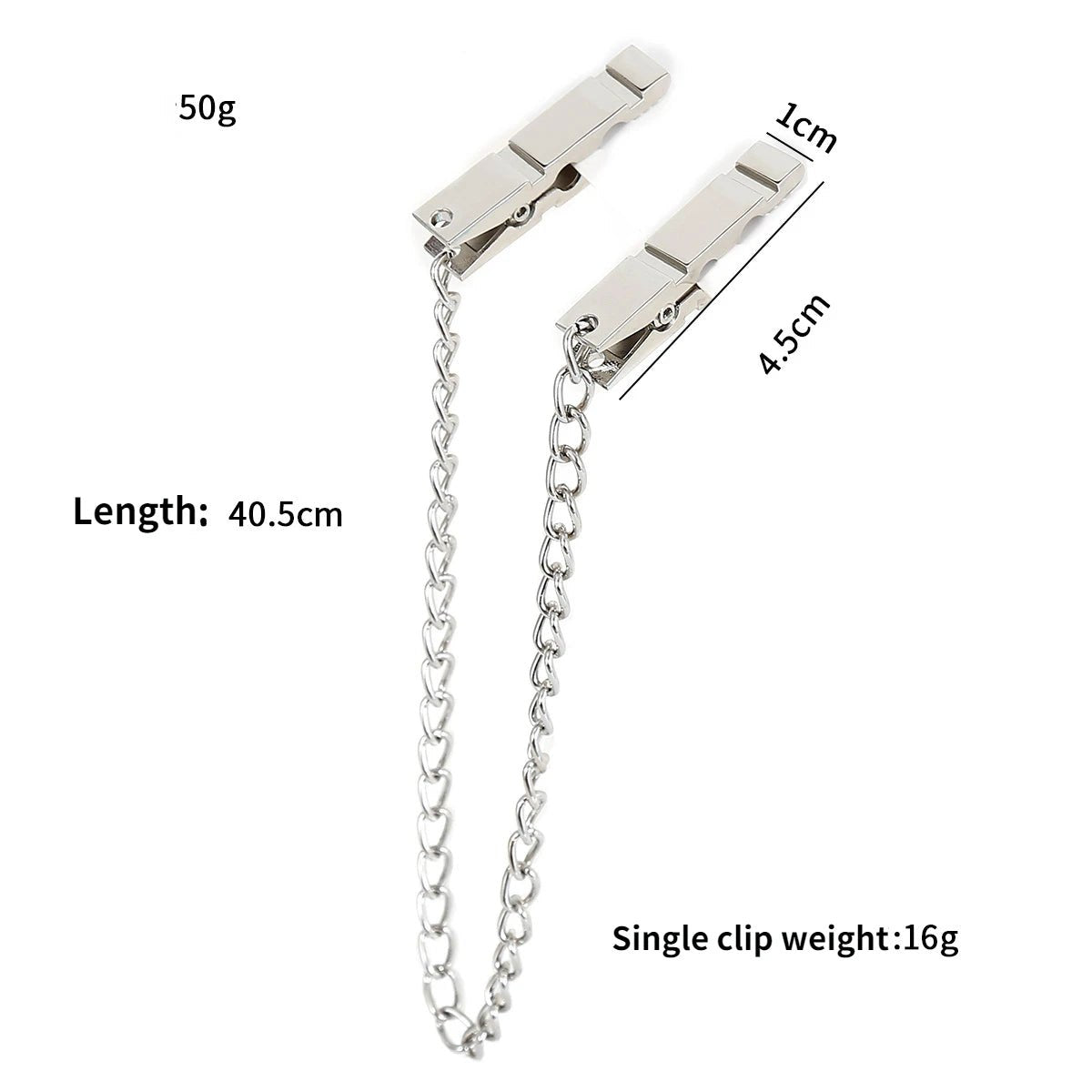 Silver metal nipple clamps with chain, photo 5