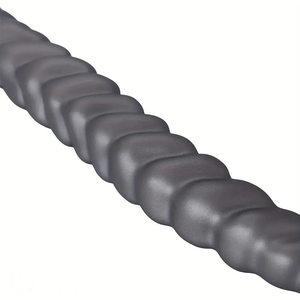 Silver ribbed spiral silicone dildo, photo 14