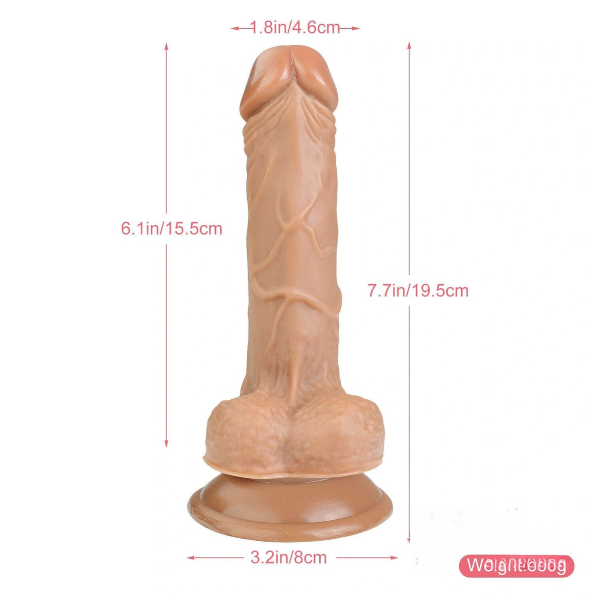 Flesh single layer realistic suction cup dildo, photo 5