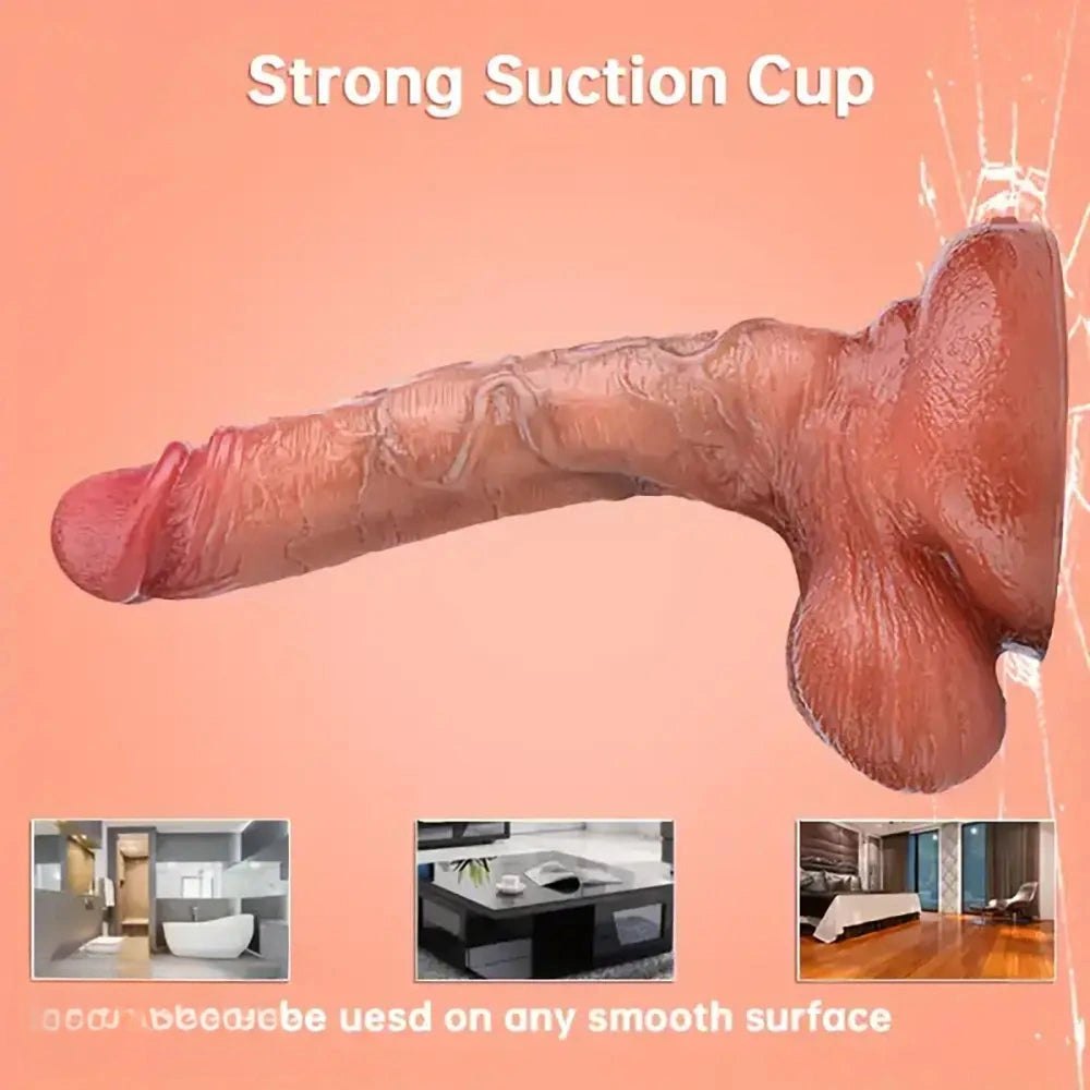 Flesh silicone realistic dildo with suction cup base, photo 13