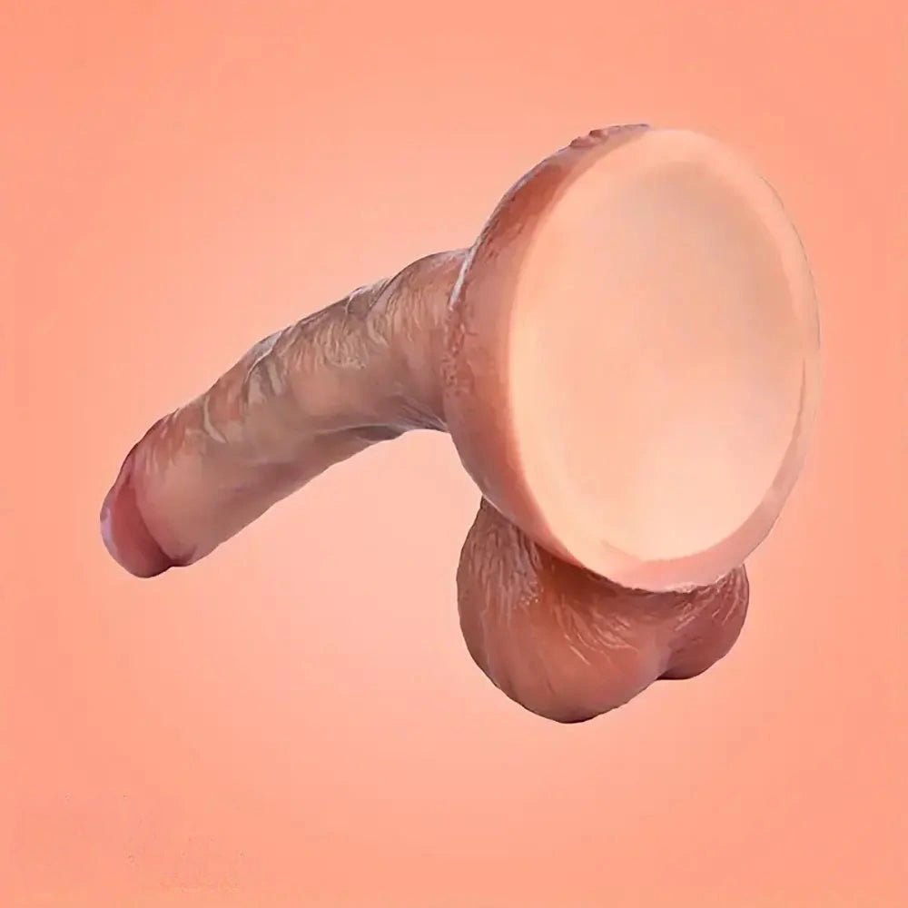 Flesh silicone realistic dildo with suction cup base, photo 7