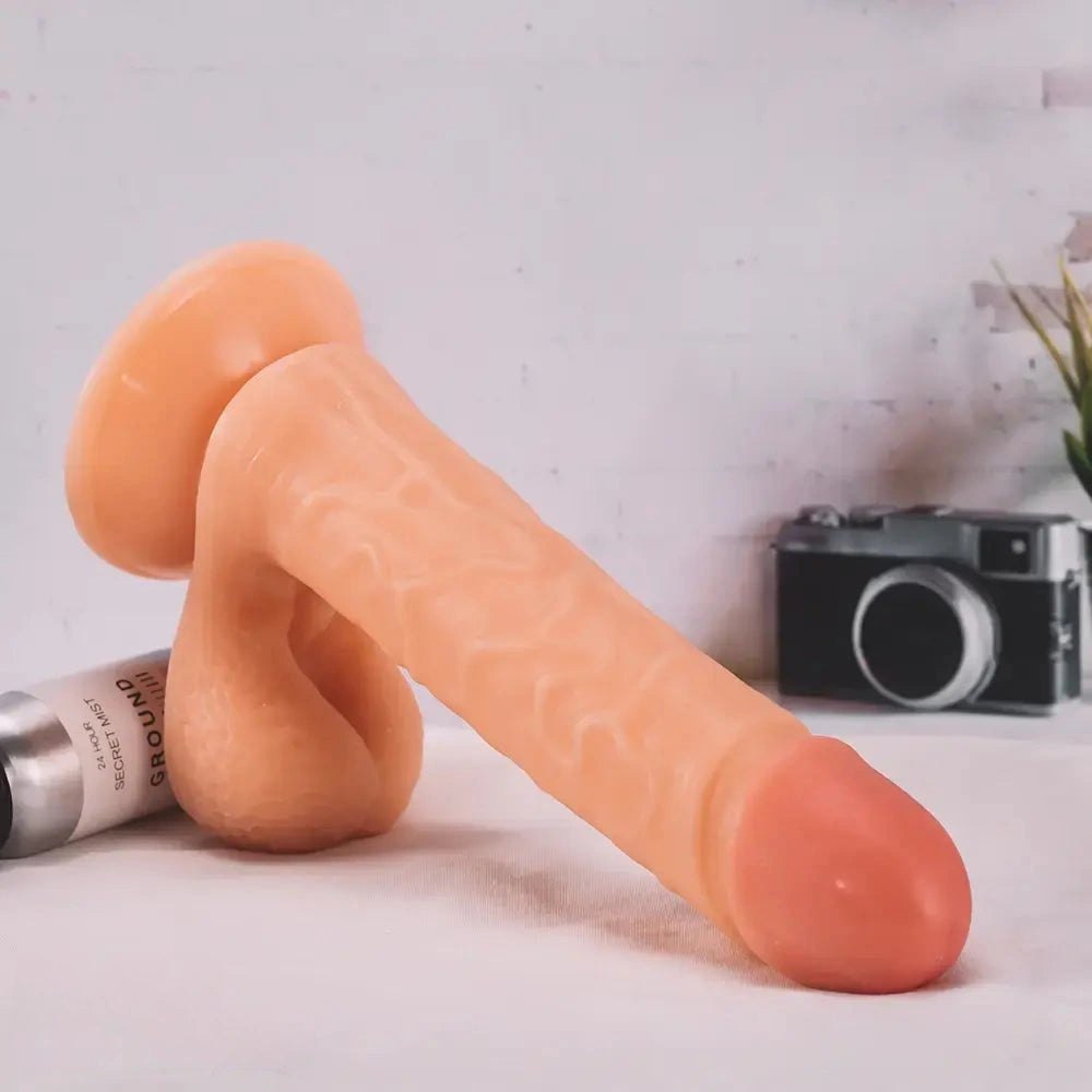 Ribbed realistic dildo with suction cup base, photo 5