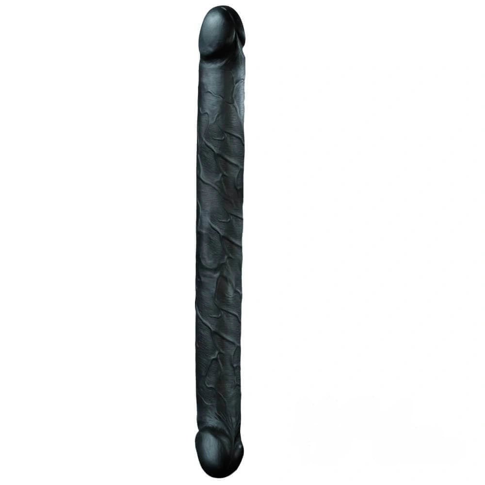 Black realistic skin-texture pvc dildo