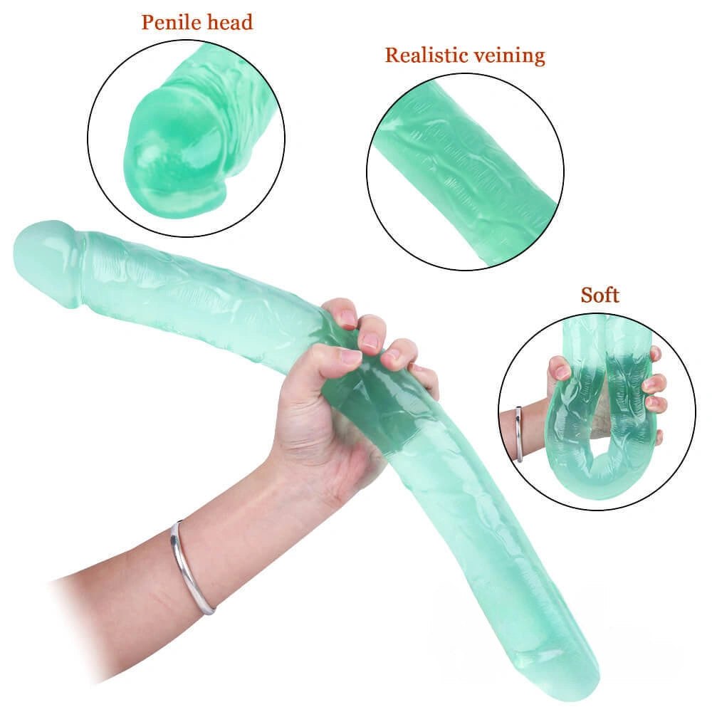 Green realistic skin-texture pvc dildo
