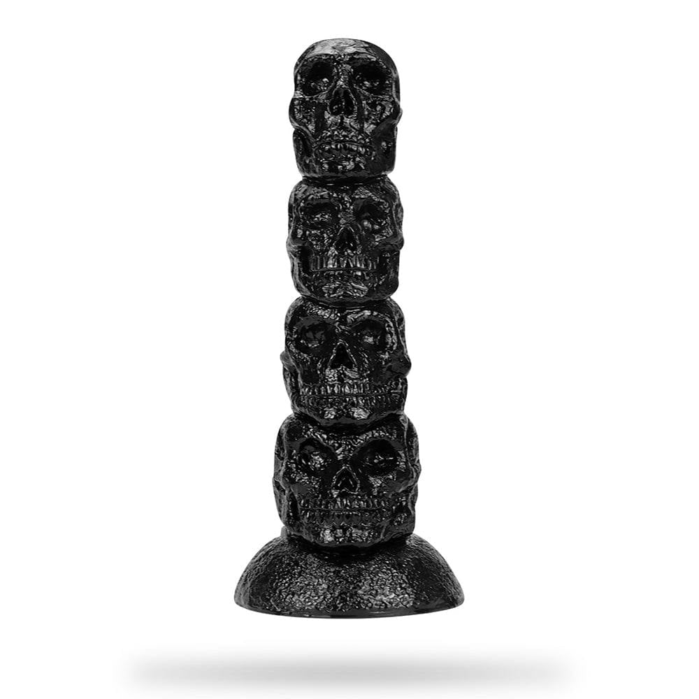 Brack stacked skull totem fantasy dildo
