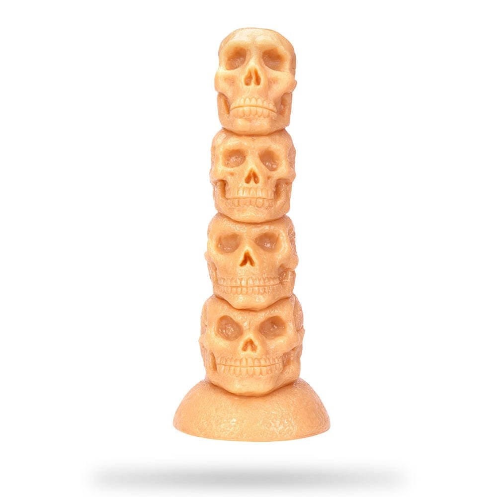 Yellow stacked skull totem fantasy dildo