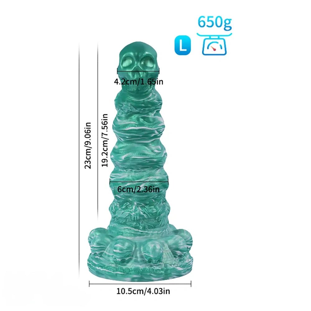 A skull totem silicone fantasy dildo