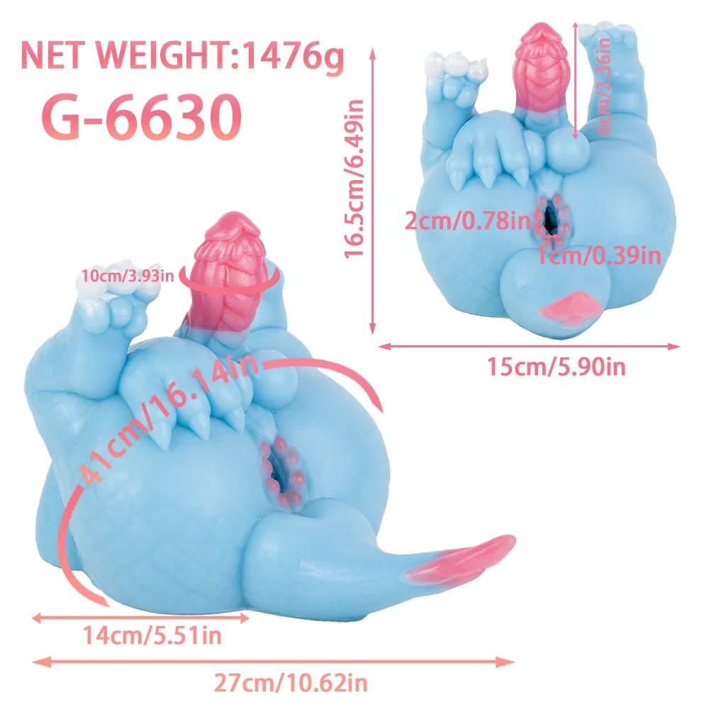 Sky blue dragon masturbator with external dragon cock, photo 13