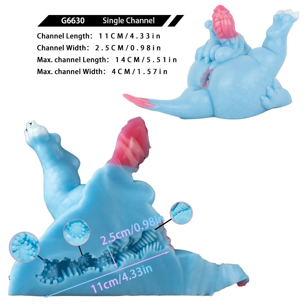 Sky blue dragon masturbator with external dragon cock, photo 14