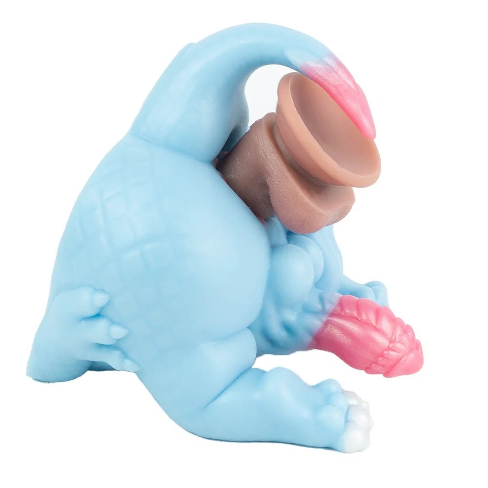 Sky blue dragon masturbator with external dragon cock, photo 4