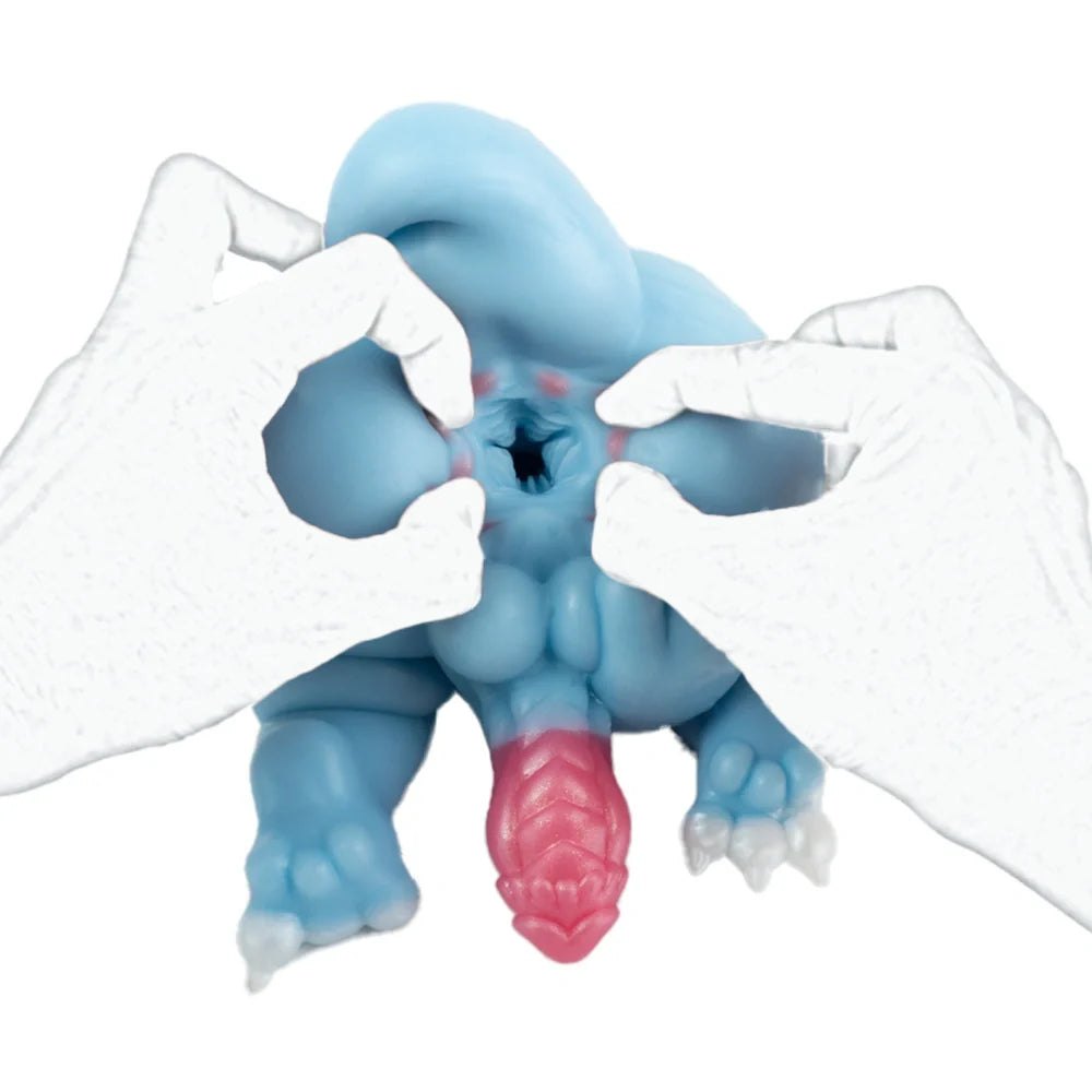 Sky blue dragon masturbator with external dragon cock, photo 6