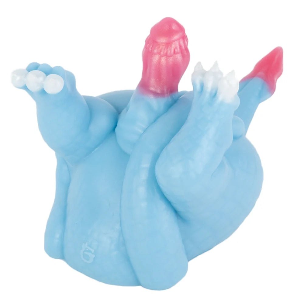 Sky blue dragon masturbator with external dragon cock, photo 9