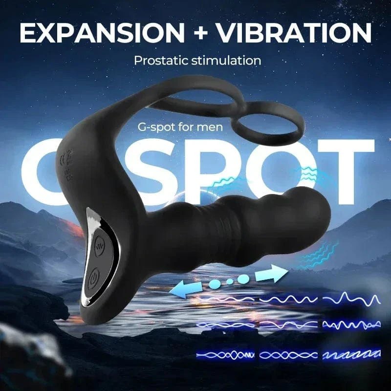 Black prostate massager with cock ring, photo 2
