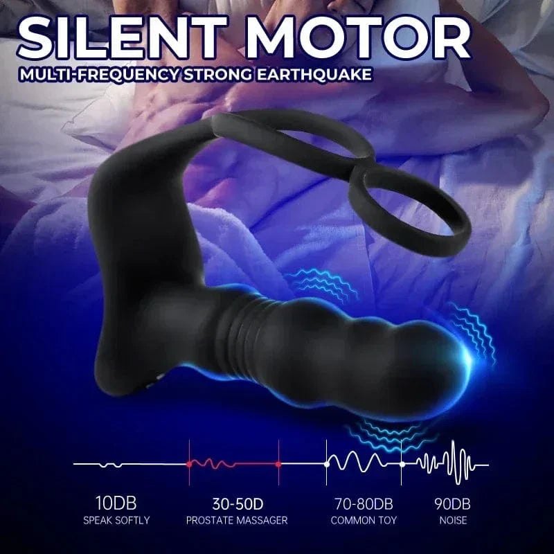 Black prostate massager with cock ring, photo 6