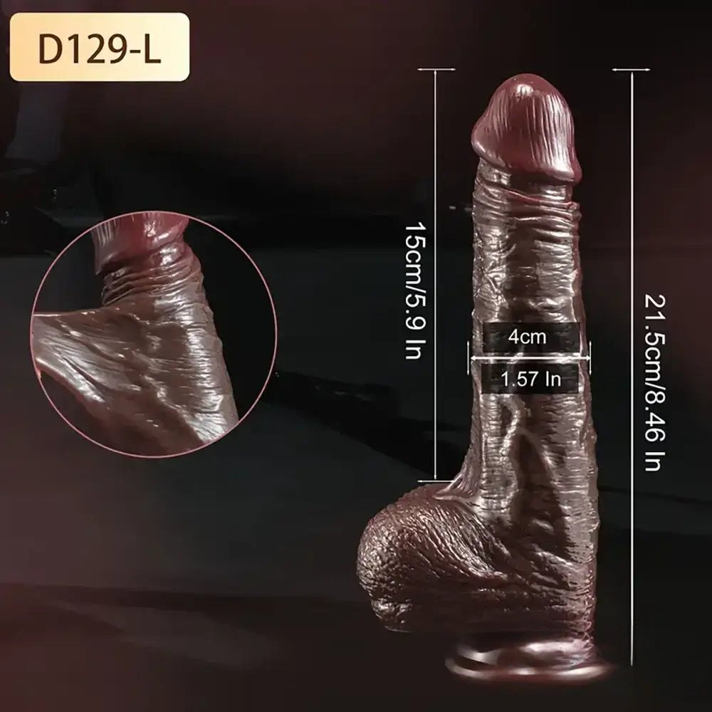 Brown sliding foreskin suction cup realistic dildo