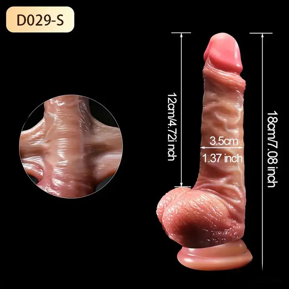 Flesh sliding foreskin suction cup realistic dildo