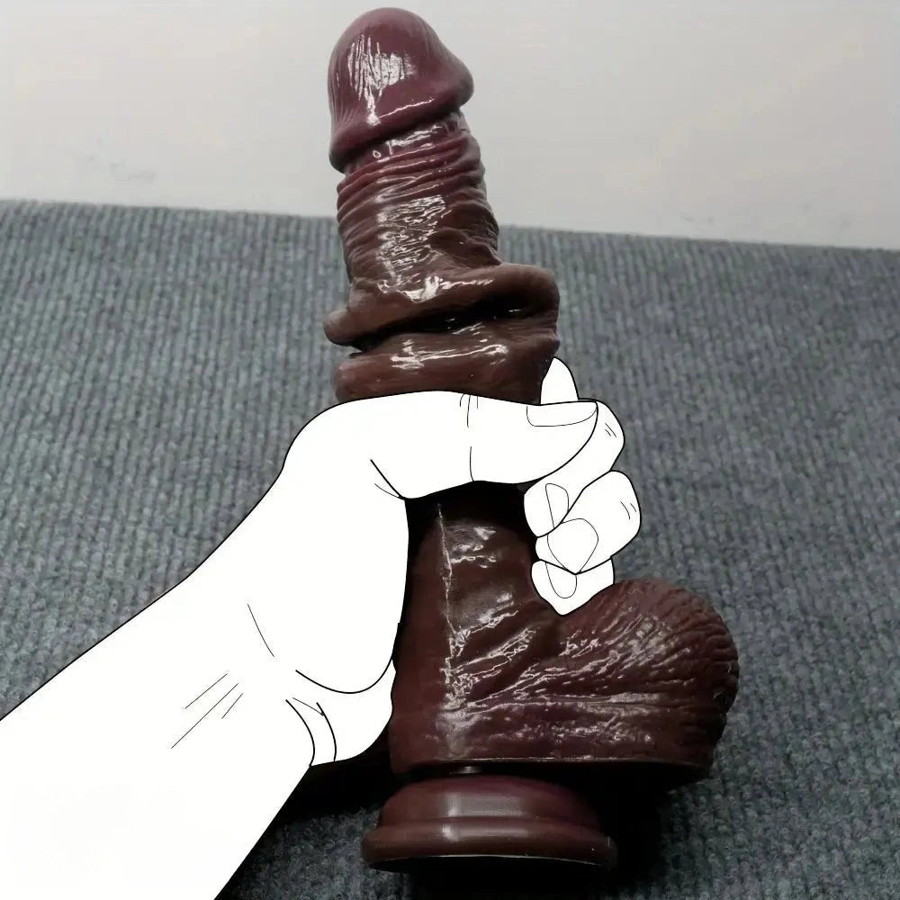 Coffee tone sliding skin dildo, photo 2