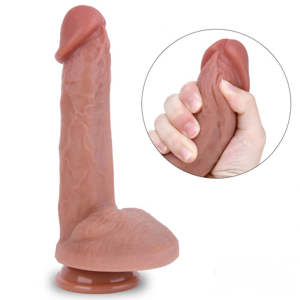 Flesh-tone veined suction cup dildo, photo 5