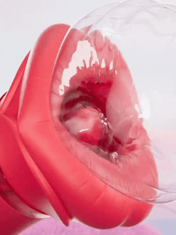 Red rubber duck inside a clear plastic bubble on a white background