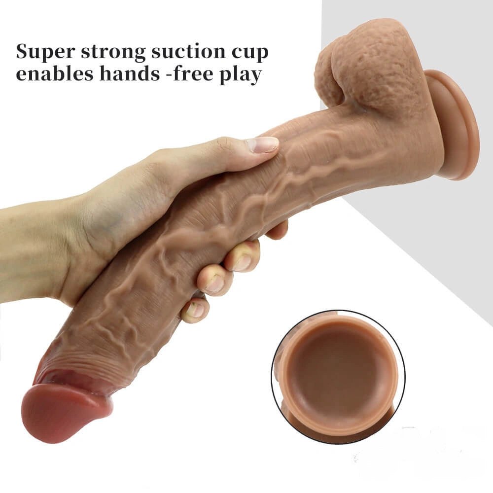 Brown realistic silicone suction cup dildo, photo 4