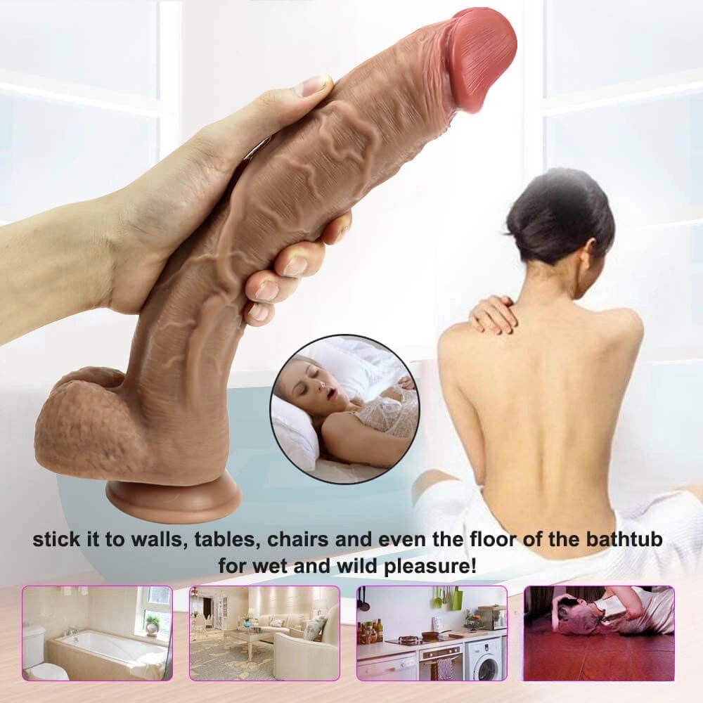 Brown realistic silicone suction cup dildo, photo 6