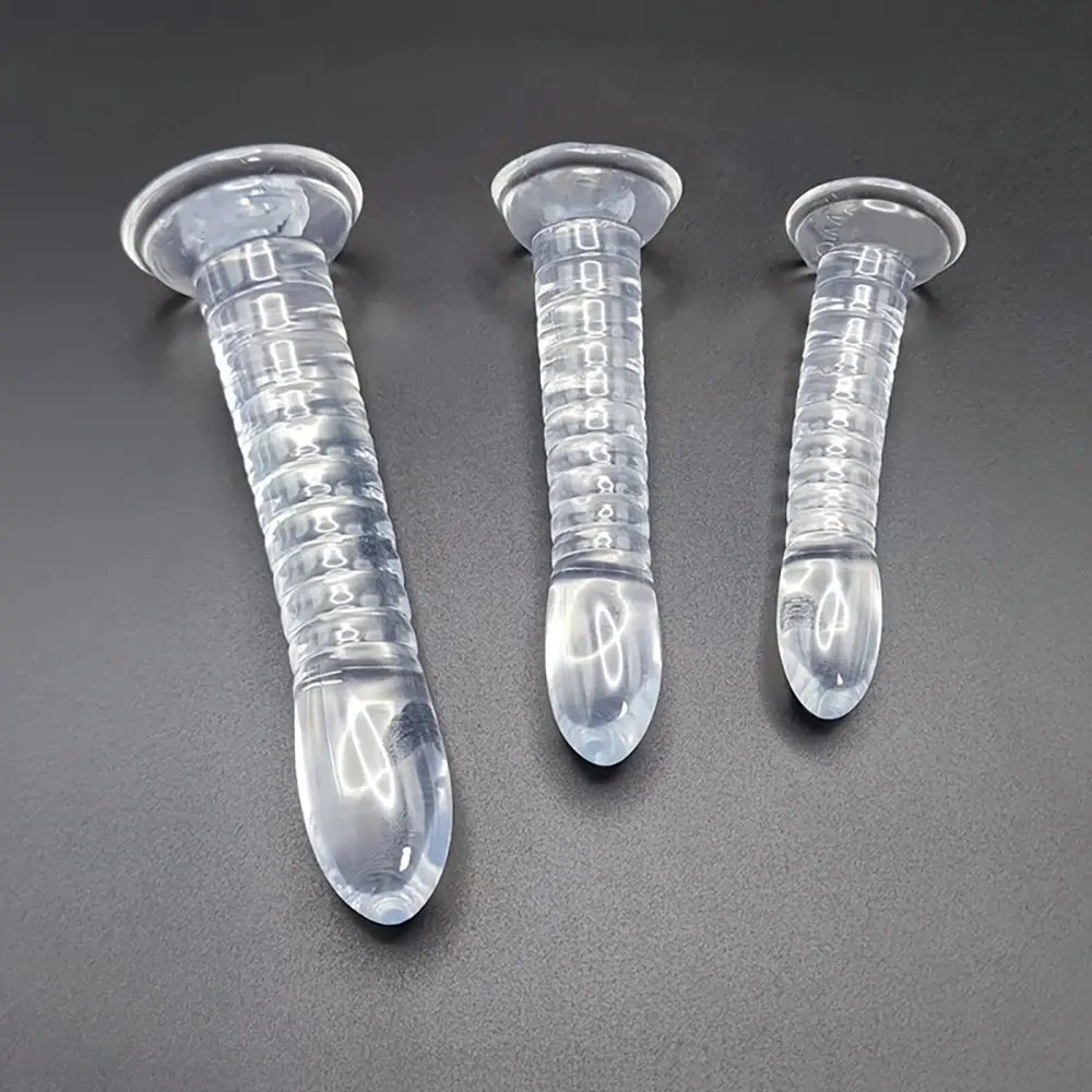 Clear slim spiral ribbed pvc dildo, photo 2