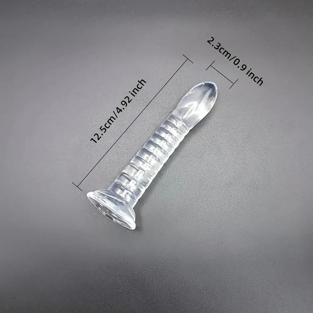 Clear slim spiral ribbed pvc dildo, photo 3