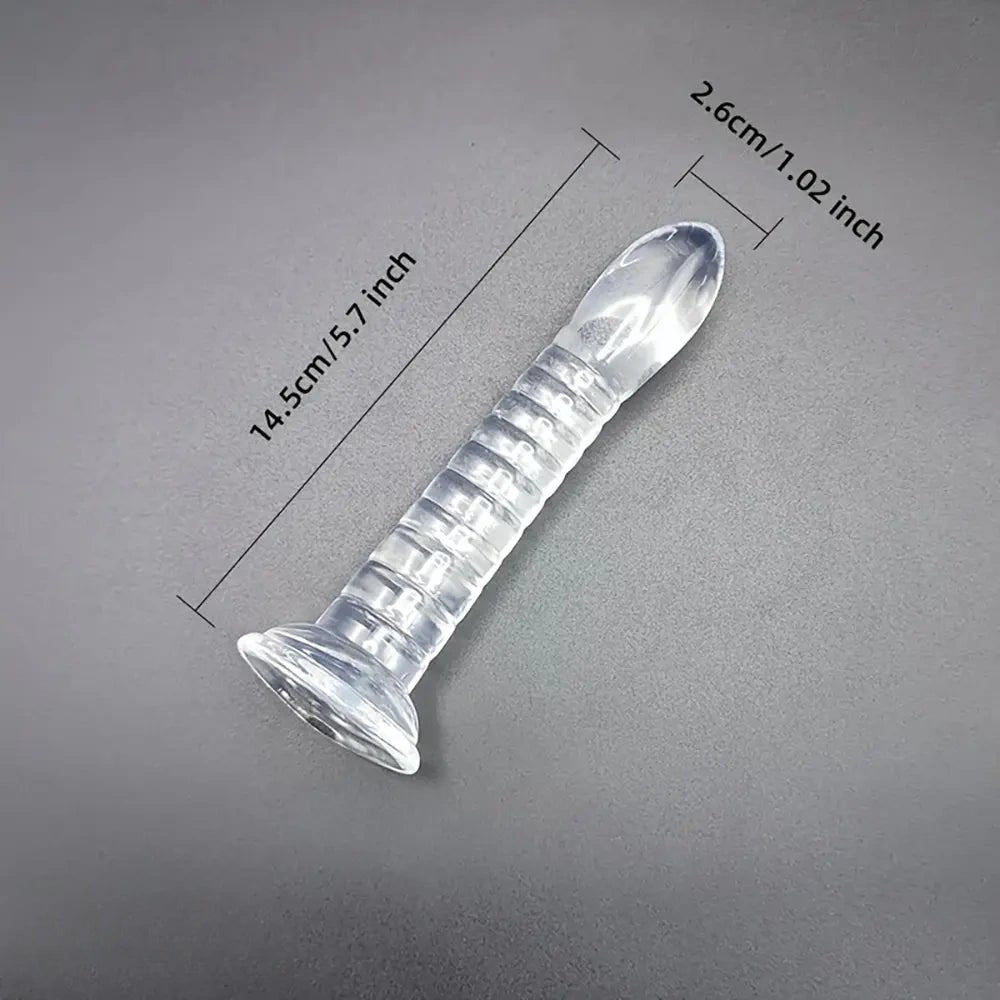 Clear slim spiral ribbed pvc dildo, photo 4