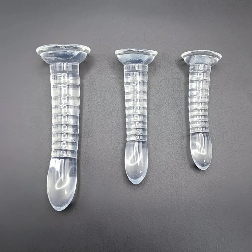 Clear slim spiral ribbed pvc dildo, photo 5