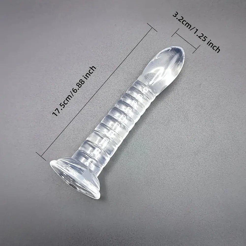 Clear slim spiral ribbed pvc dildo, photo 6
