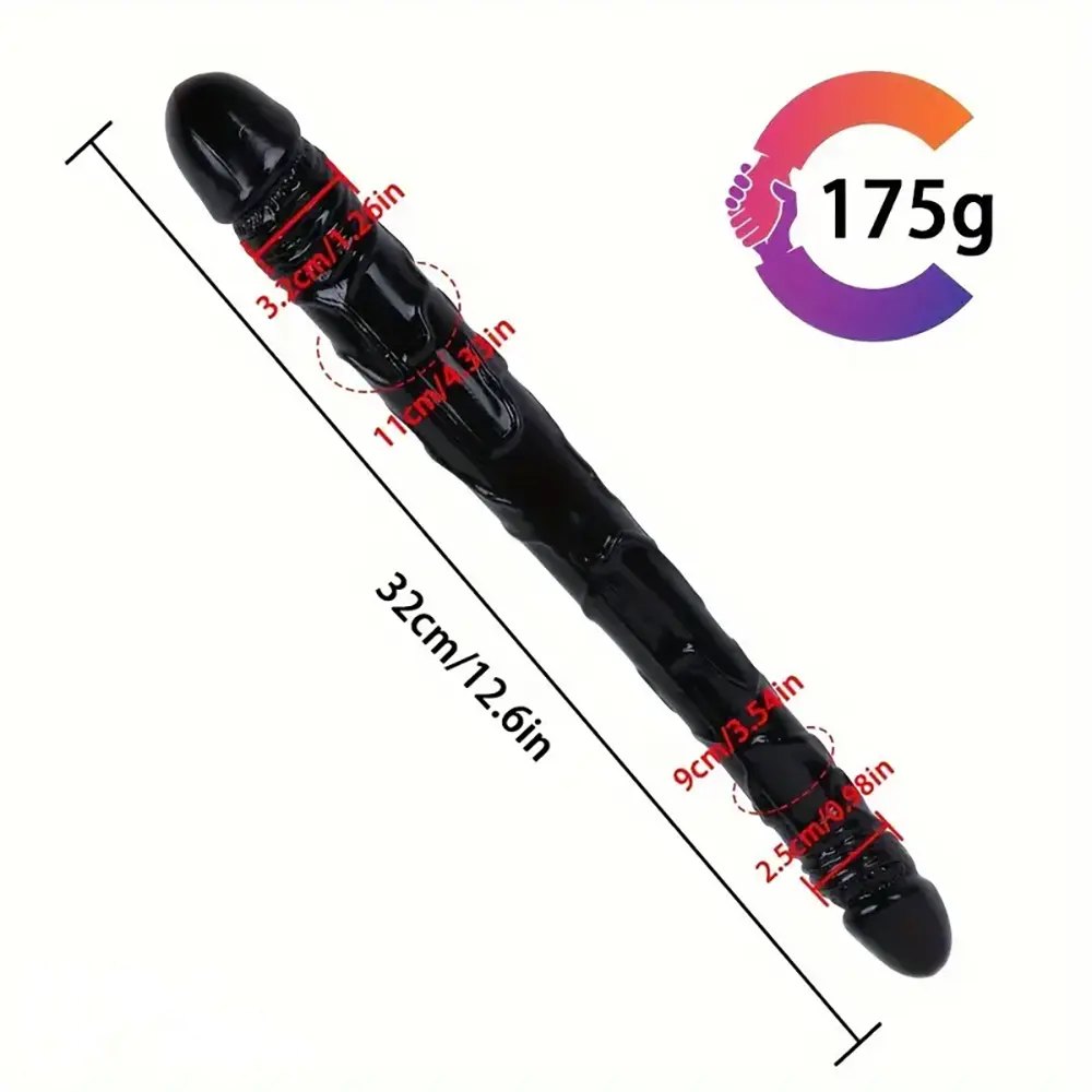 Black curved double-ended realistic dildo