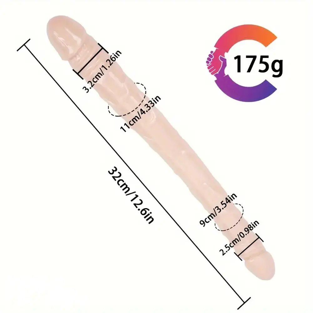 Flesh curved double-ended realistic dildo