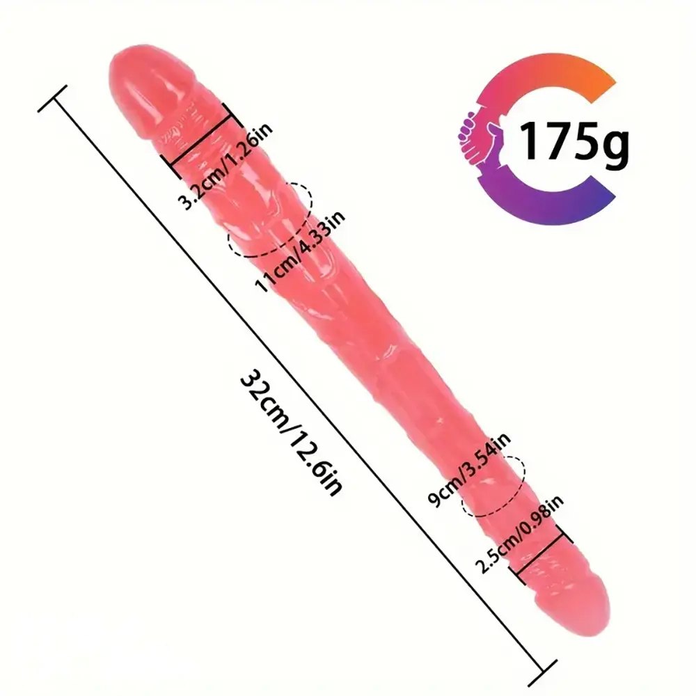 Pink curved double-ended realistic dildo