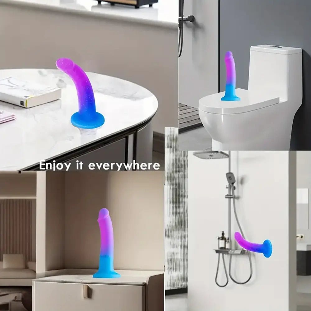 Purple and blue gradient silicone dildo, photo 8