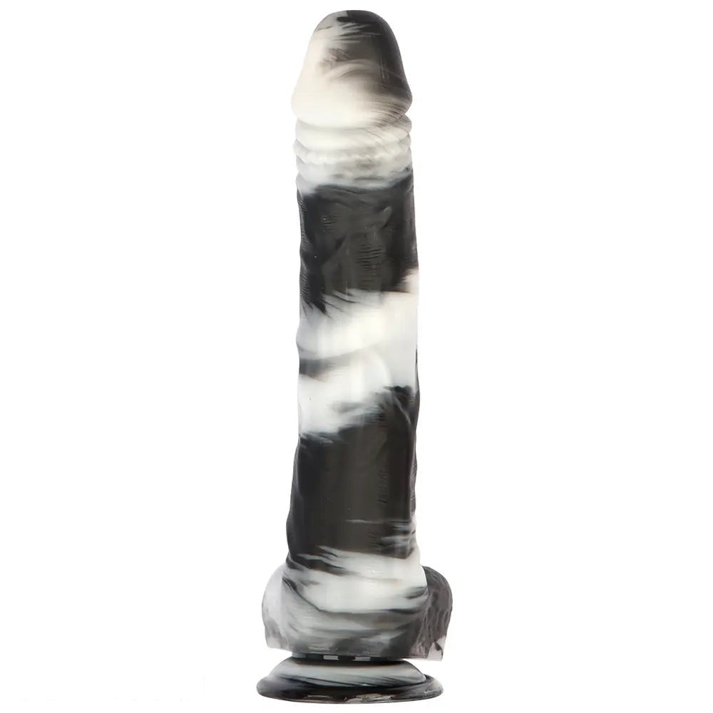 Marbled realistic dildo with balls, photo 1