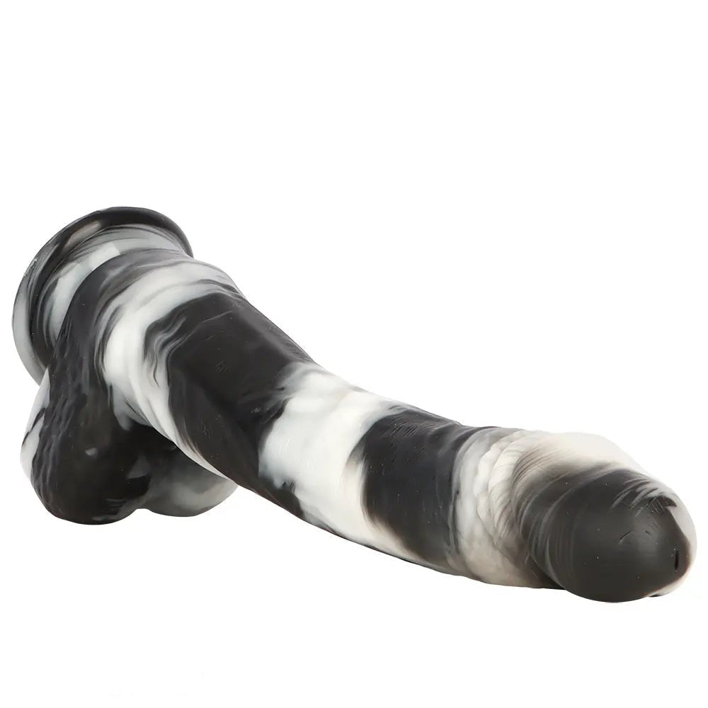 Marbled realistic dildo with balls, photo 12