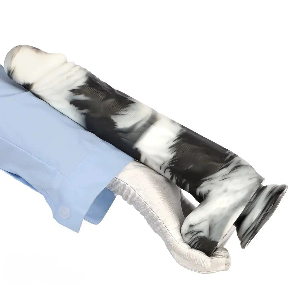 Marbled realistic dildo with balls, photo 15