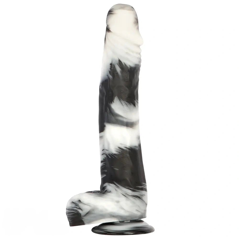 Marbled realistic dildo with balls, photo 3