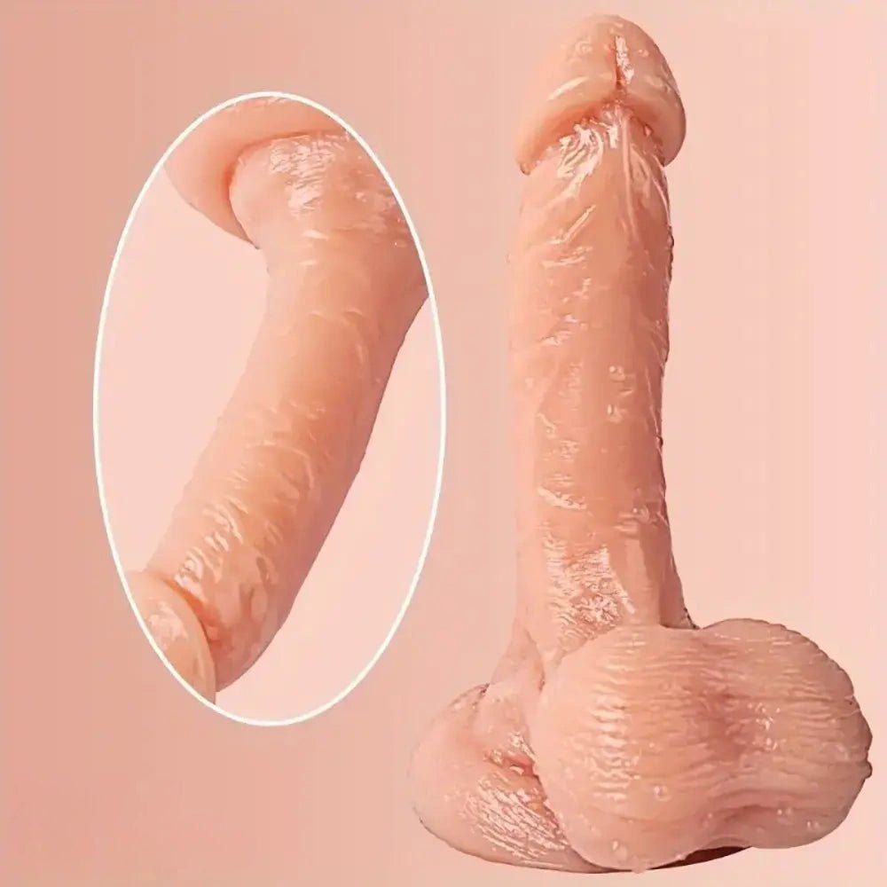 Flesh slim realistic suction cup dildo, photo 1