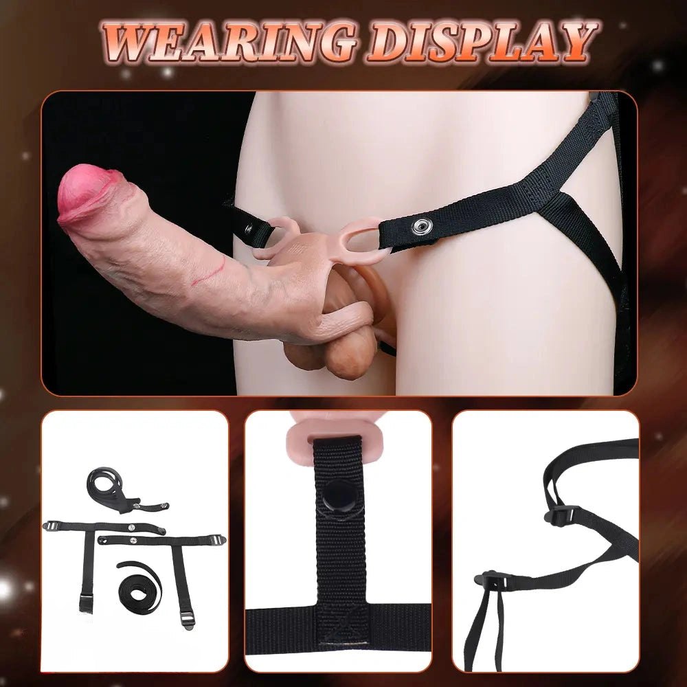 Flesh tone realistic silicone dildo with harness compatible base, photo 9