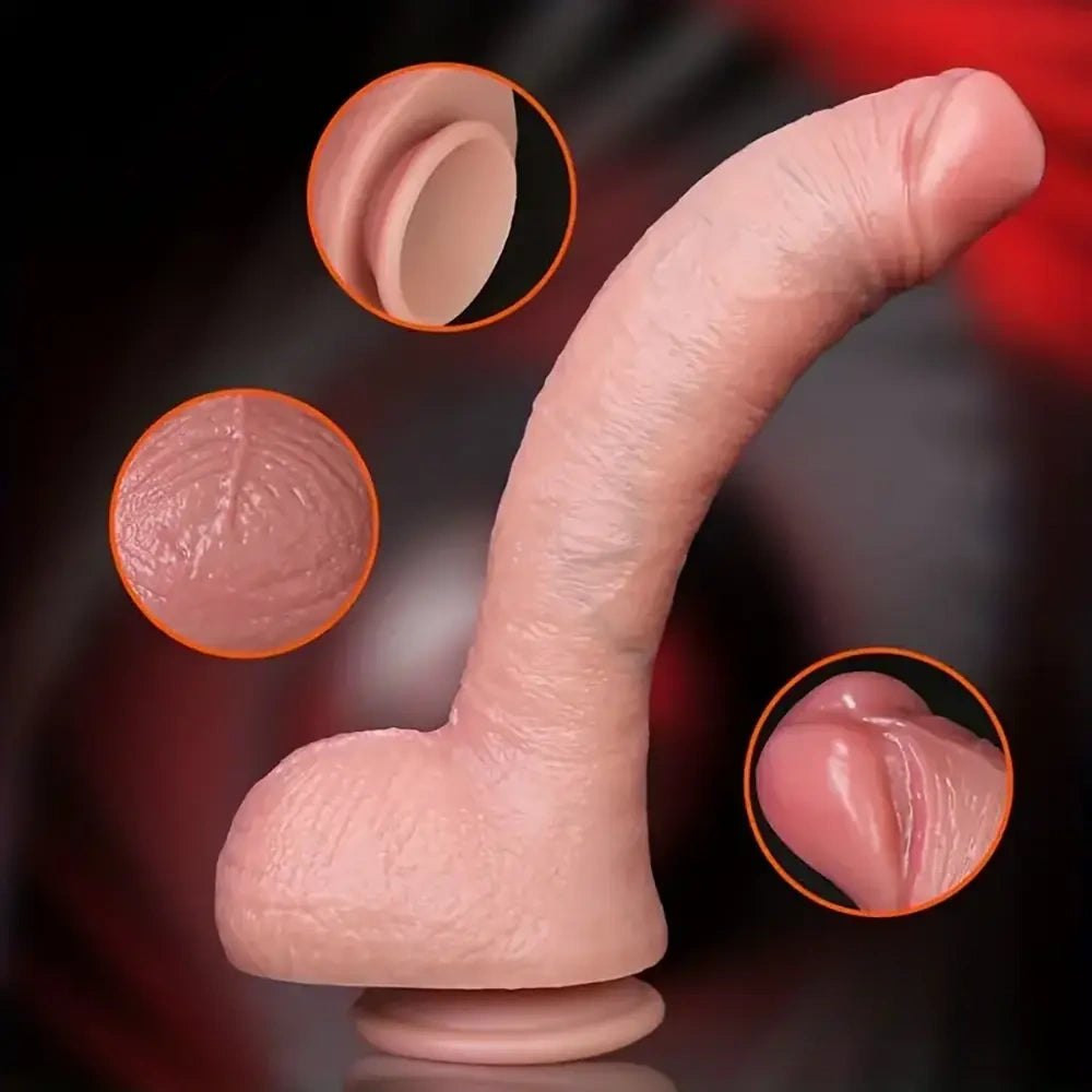 Flesh slim realistic suction cup dildo, photo 4