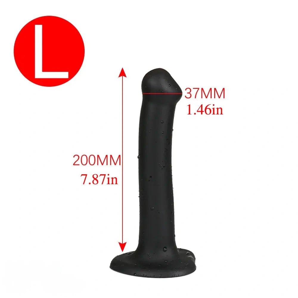 Black slim suction cup silicone dildo