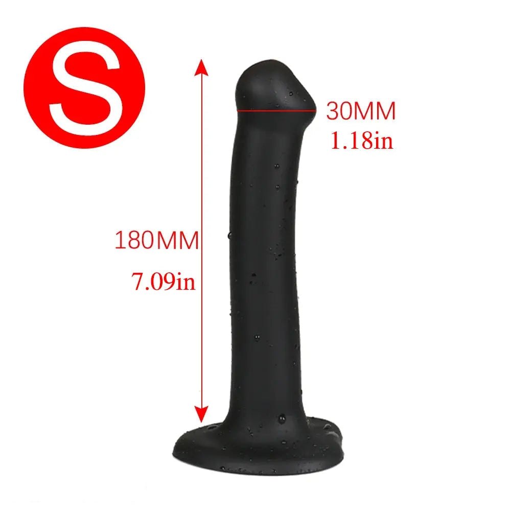 Black slim suction cup silicone dildo