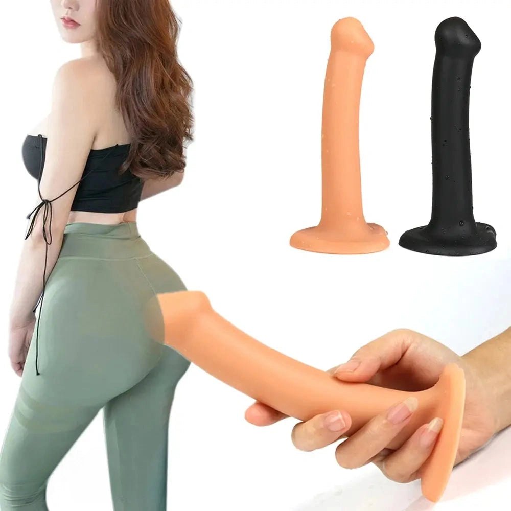Slim suction cup silicone dildo, photo 1